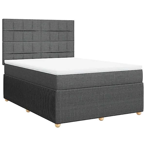 vidaXL Boxspringbett mit Matratze Dunkelgrau 140x200 cm Stoff 3294380 günstig online kaufen