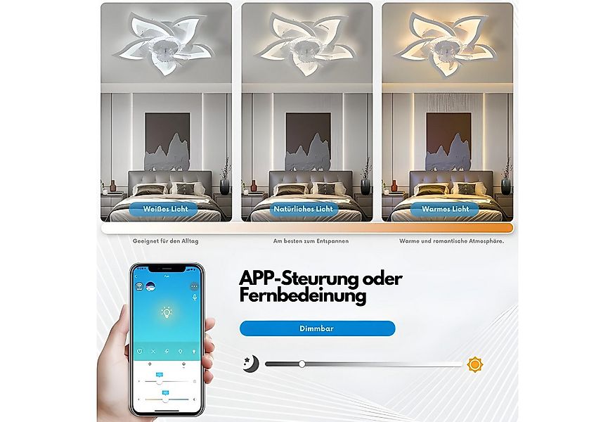 HS.SUPPLY Deckenventilator Deckenventilator mit LED-Beleuchtung und Fernbed günstig online kaufen