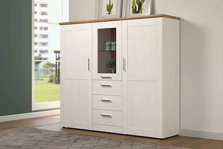 Home affaire Highboard "Nybro", Vitrine, wechselseitig montierbarer Türansc günstig online kaufen