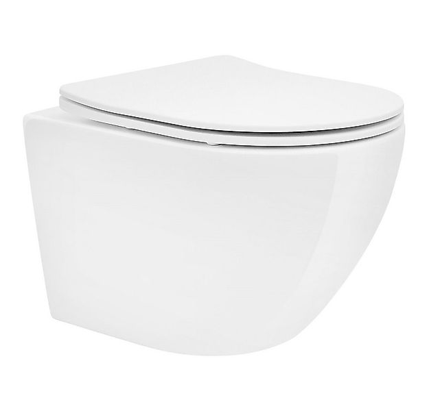 LuxeBath Tiefspül-WC Spülrandloses Wand Hänge WC aus Keramik, mit WC-Sitz A günstig online kaufen