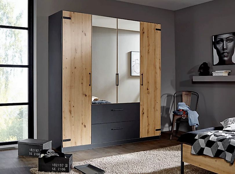 rauch Drehtürenschrank "Holmes", im Industrial Style, mit Schubkästen, mit günstig online kaufen