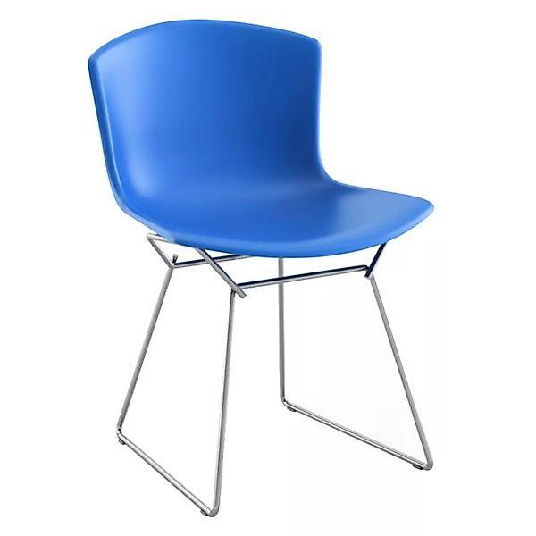 Knoll International - Bertoia Molded Shell Side Chair Gestell Chrom - blau/ günstig online kaufen