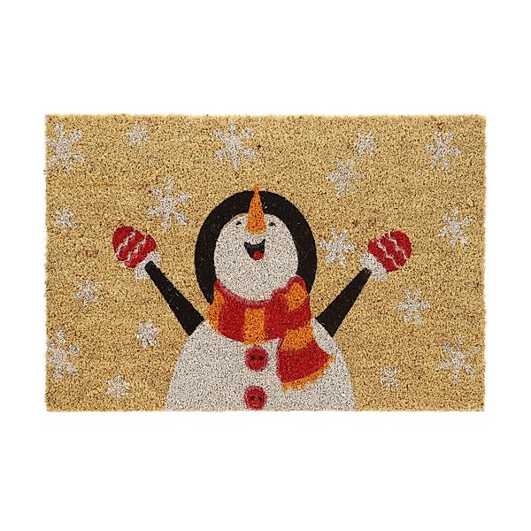 relaxdays Fußmatte Kokos Schneeman, Höhe: 15 mm günstig online kaufen