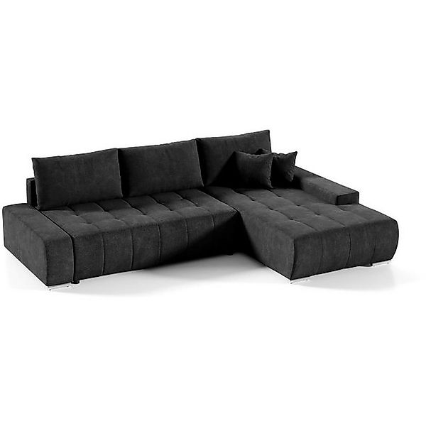 Beautysofa Ecksofa Draco L, Grau, Dunkelgrau, inkl. Wellenfedern Ecke mit E günstig online kaufen