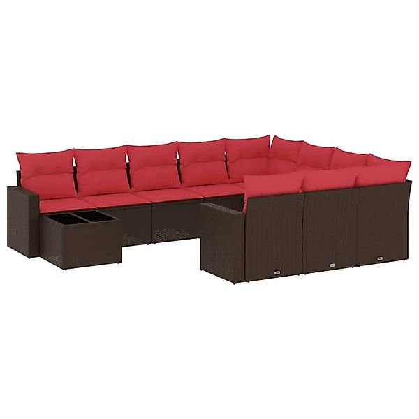 vidaXL 11-Tlg Gartensofa-Set mit Kissen Braun Polyrattan 3219524 günstig online kaufen