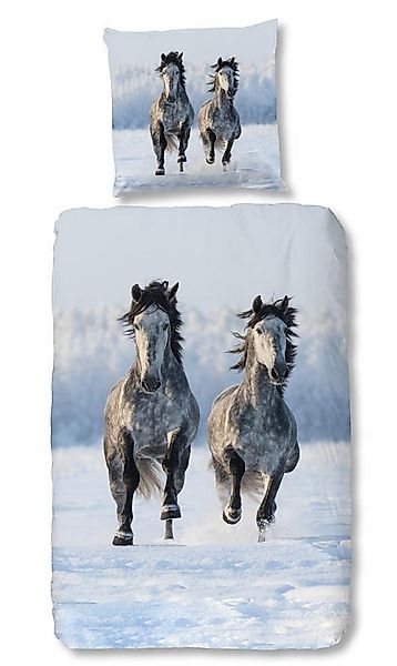 good morning Bettwäsche Biber Bettwäsche-Set SNOWHORSES 100% Baumwolle warm günstig online kaufen
