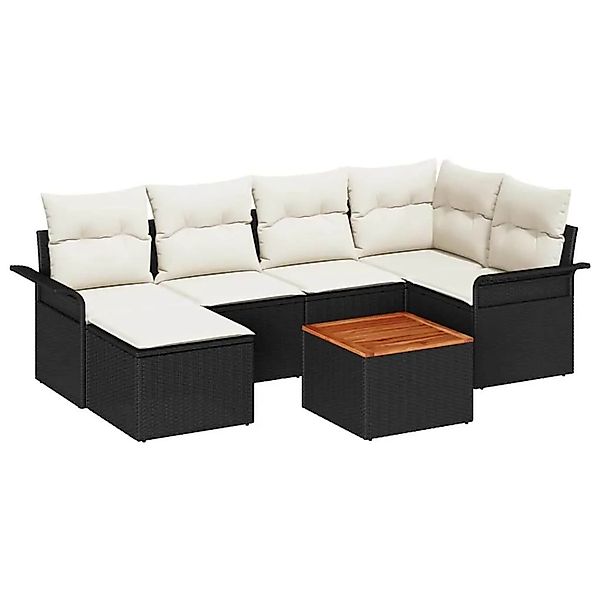 vidaXL Gartensofa-Set mit Speicher 7 Stk Schwarz und Creme Poly-Rattan 3356 günstig online kaufen