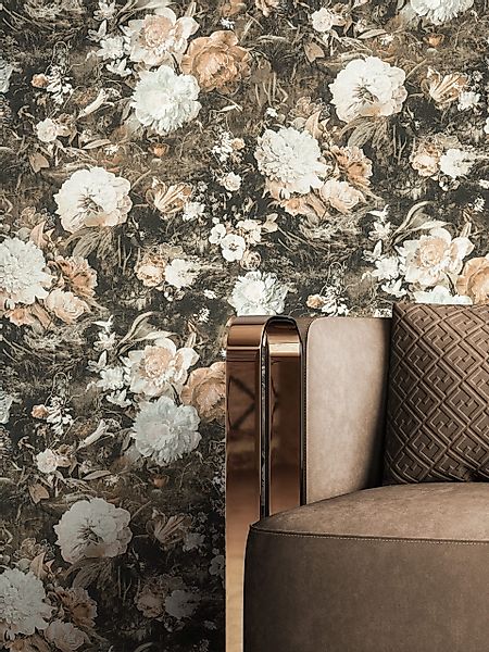 Newroom Vliestapete, Braun Tapete Floral Blumen günstig online kaufen