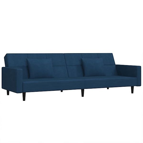 vidaXL Sofa Schlafsofa 2-Sitzer mit 2 Kissen Blau Samt günstig online kaufen