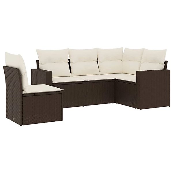 vidaXL 5-Tlg Garten-Sofagarnitur mit Kissen Braun Poly Rattan 3218963 günstig online kaufen