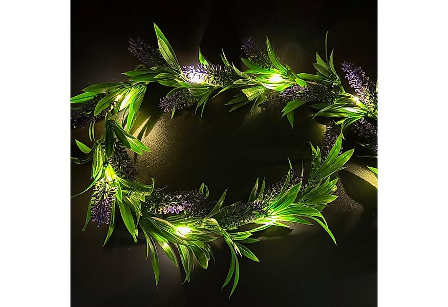 Kunstgirlande - 2 künstliche Blumengirlanden aus Lavendel mit LED-Lichterke günstig online kaufen