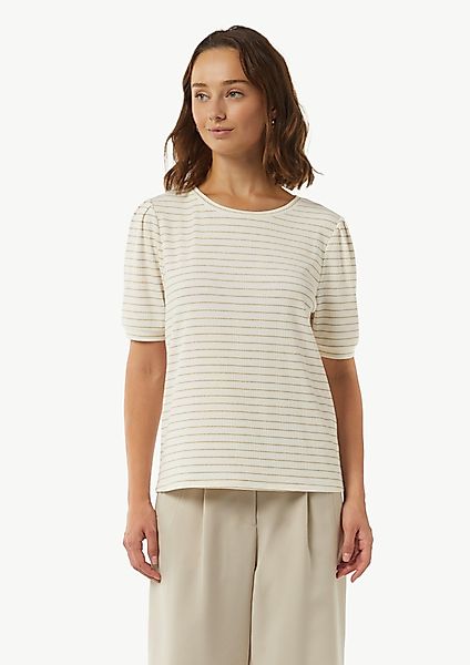 Comma Kurzarmshirt T-Shirt mit gestrickten Streifen günstig online kaufen