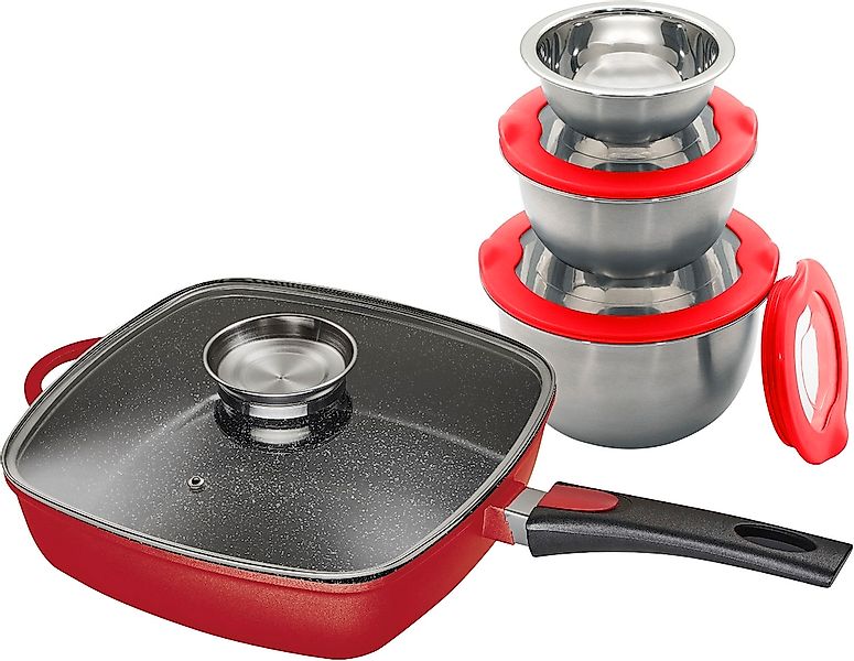 KING Bratpfanne "Square" Aluminiumguss Set, 3 Schüsseln Ø17. Ø14.5 Ø12cm mi günstig online kaufen