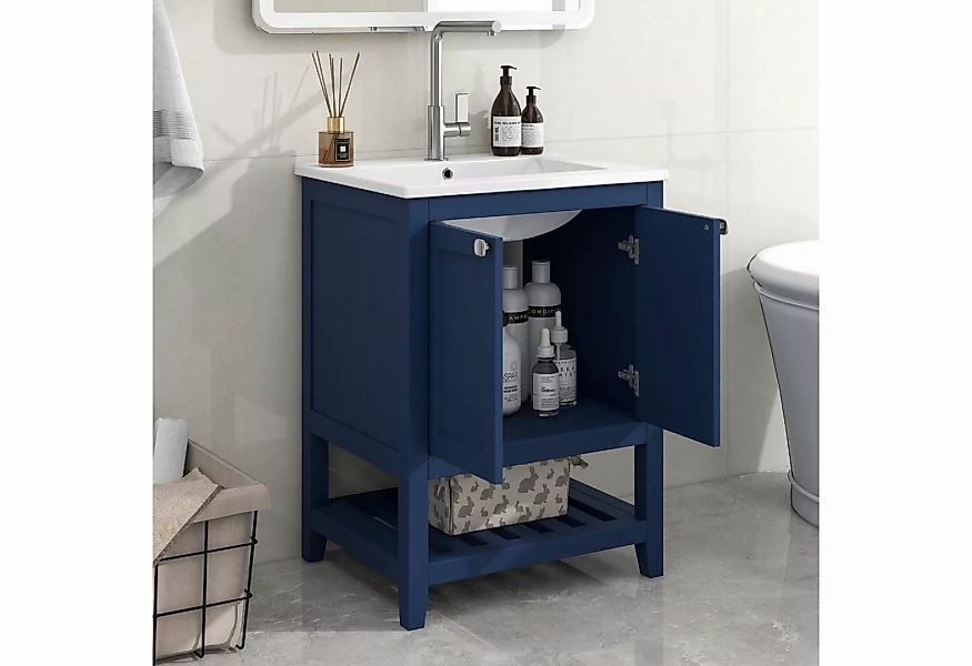 MODFU Waschbeckenunterschrank Badmöbel mit Unterschrank 60cm mit Keramik-Wa günstig online kaufen