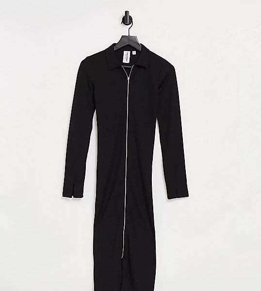 COLLUSION – Langärmliges Kleid in Schwarz mit Reißverschluss vorne günstig online kaufen