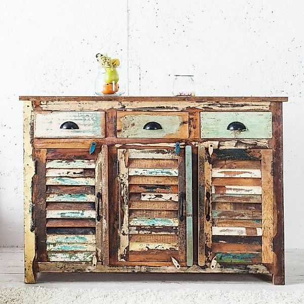 Sideboard BORNEO aus recyceltem Teakholz massiv 125cm günstig online kaufen