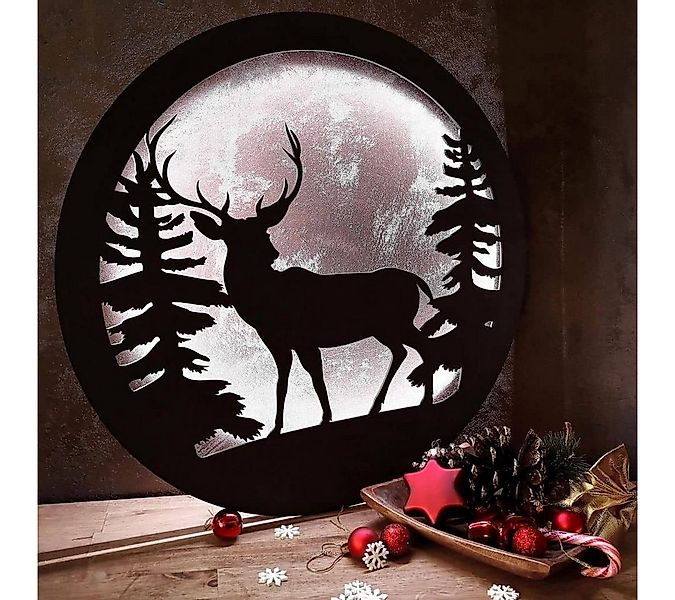 K&L Wall Art LED Wandleuchte LED-Ring Leuchtring hinterleuchtetes Holzposte günstig online kaufen