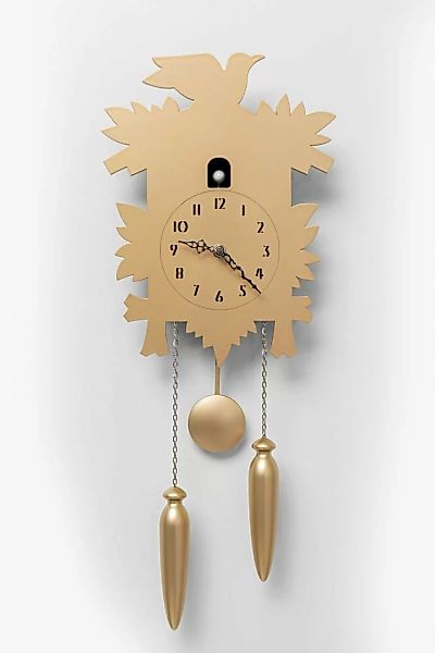 KARE Design Uhren Wanduhr Cuckoo Bird matt gold 24 x 58 cm günstig online kaufen