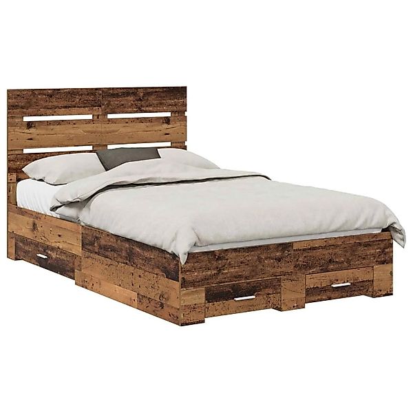 vidaXL Bettrahmen mit Schubladen Altholz 120 x 190 cm Holzwerkstoff 3412002 günstig online kaufen