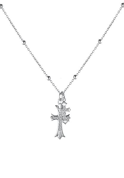 BRELLATO Kreuzkette Damen Halskette Kreuz-Anhänger, Gotik Symbol Kristall-K günstig online kaufen