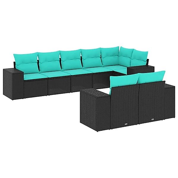 vidaXL 8-Tlg Gartensofa-Set mit Kissen Schwarz Polyrattan 3222816 günstig online kaufen