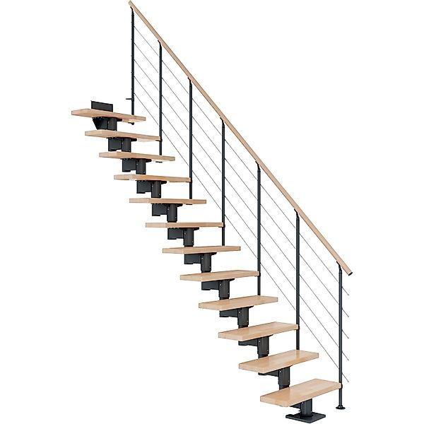 Dolle Mittelholmtreppe Cork Buche Anthrazit GH bis 270 cm Gerade 75 cm FSC günstig online kaufen