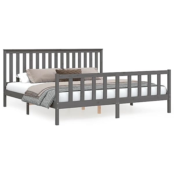 vidaXL Massivholzbett mit Kopfteil Grau 200x200 cm Kiefer1668406 günstig online kaufen