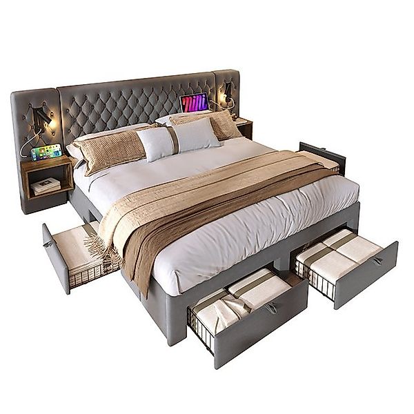 Sweiko Polsterbett Polsterbett ettanlage Schlafzimmer Komplett Set (mit 2 N günstig online kaufen