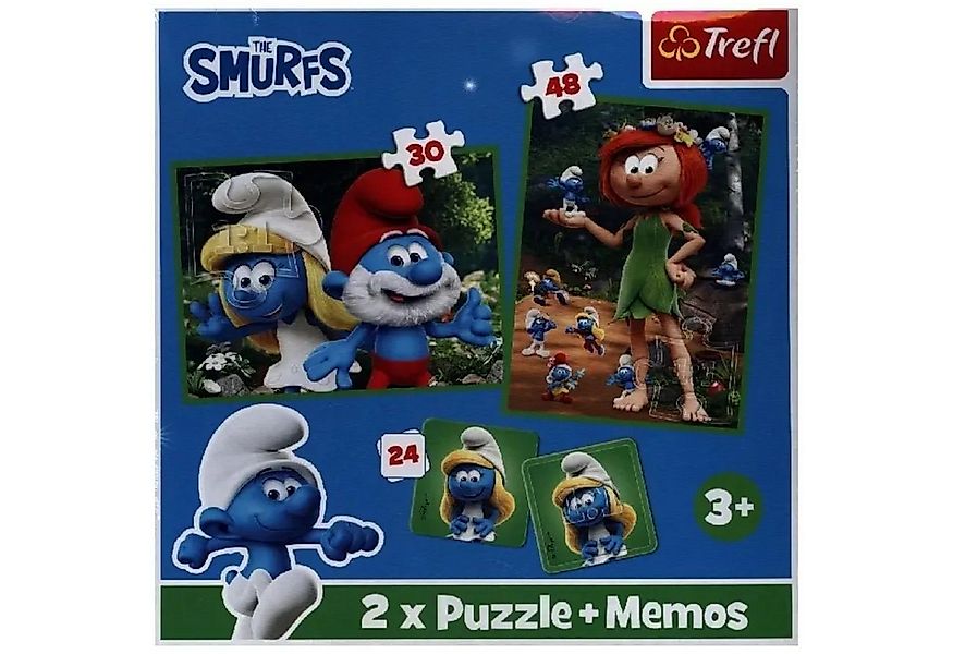 Trefl Puzzle 2 in 1 Puzzles + Memo - Die Schlümpfe haben Spaß, 199 Puzzlete günstig online kaufen