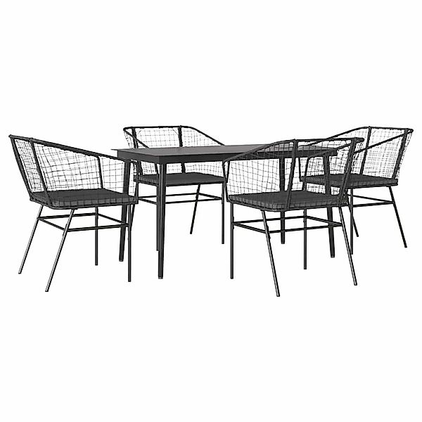 vidaXL 5-Tlg Garten-Essgruppe mit Kissen Schwarz Poly Rattan Glas 3334501 günstig online kaufen