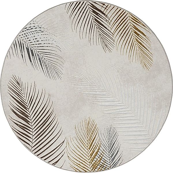Floornovo Kurzflor Teppich Nr. 115 Rund Blattmuster Durchmesser 200 cm günstig online kaufen