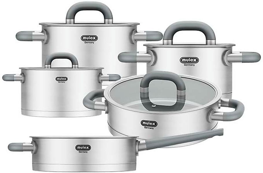 Mulex Topf-Set »LUGANO« Edelstahl 18/10 Set, 9 Stk. tlg. inkl. Stielpfanne günstig online kaufen