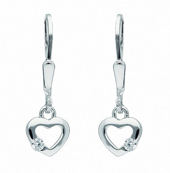 Adelia´s Paar Ohrhänger Damen 925 Silber Ohrringe Ohrhänger Herz mit Zirkon günstig online kaufen