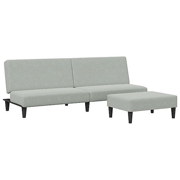 vidaXL Sofa Schlafsofa 2-Sitzer mit Fußhocker Hellgrau Samt günstig online kaufen