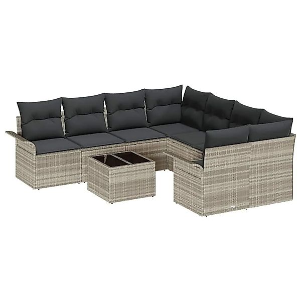 vidaXL Gartensofa-Set 9 Stk Hellgrau und Dunkelgrau Poly-Rattan 3353971 günstig online kaufen