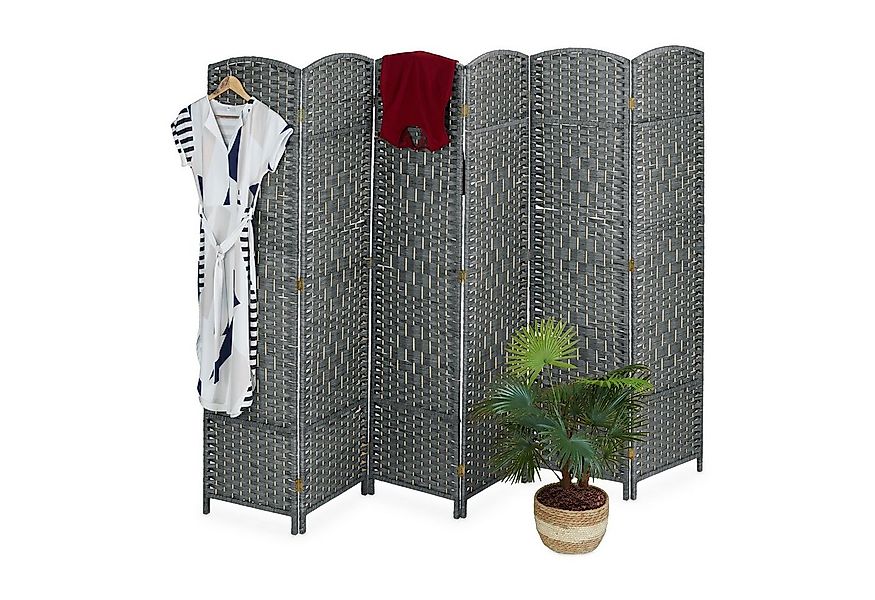 relaxdays Paravent 6 teilig in Grau günstig online kaufen