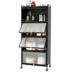 KOMFOTTEU Küchenregal auf Rollen, Küchenschrank Aufbewahrungsregal, günstig online kaufen