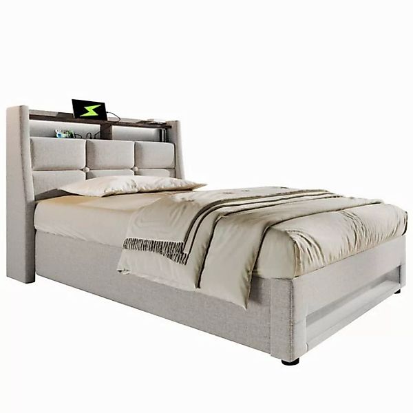 MODFU Polsterbett Einzelbett (Jugendbett mit USB Ladeanschluss), 90 x 200 c günstig online kaufen