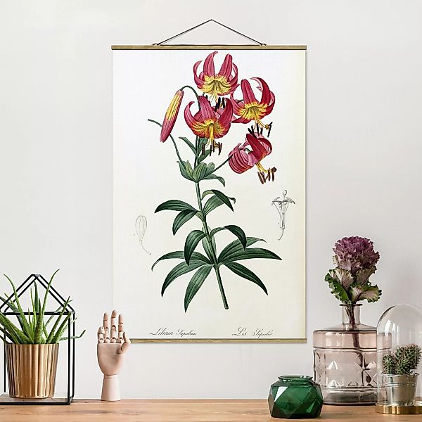 Stoffbild Blumen mit Posterleisten - Hochformat Pierre Joseph Redouté - Tür günstig online kaufen