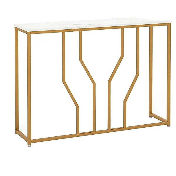 Costway Sofatisch mit Geometrischem Metallrahmen Gold & Weiß günstig online kaufen