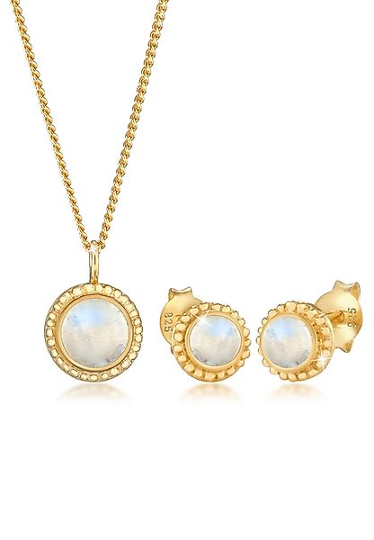 Elli Premium Schmuckset Mondstein Rund Blüte günstig online kaufen