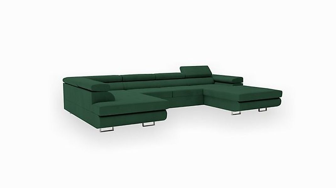 Goldstoff Wohnlandschaft mit Schlaffunktion, Couch für Wohnzimmer - Schlafs günstig online kaufen