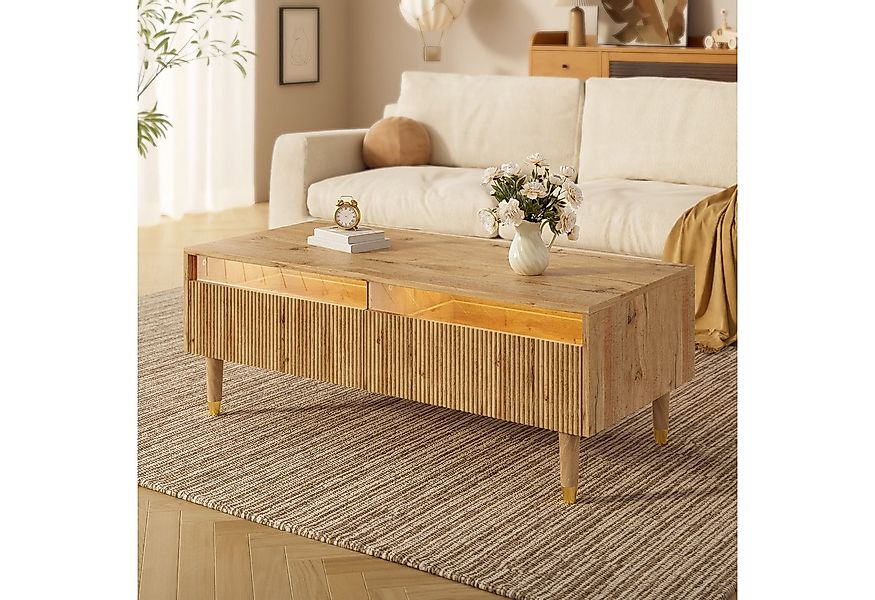 Merax Couchtisch Sofatisch Beistelltisch mit LED-Beleuchtung (1-St), Wohnzi günstig online kaufen