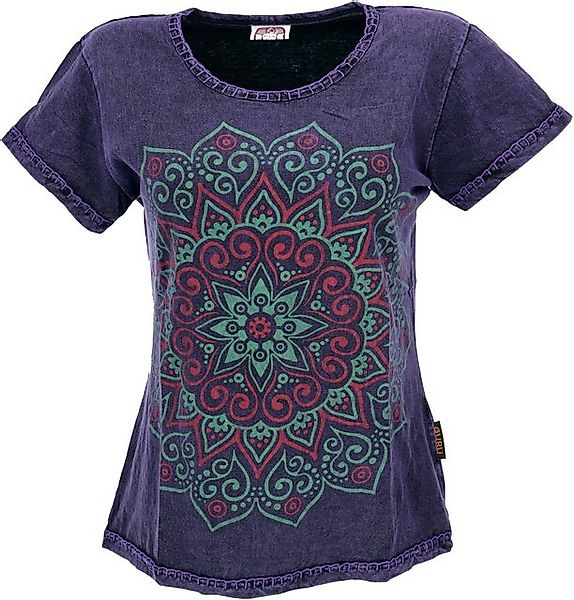 Guru-Shop T-Shirt Boho T-Shirt mit Mandaladruck, Stonewashed.. Festival, Et günstig online kaufen