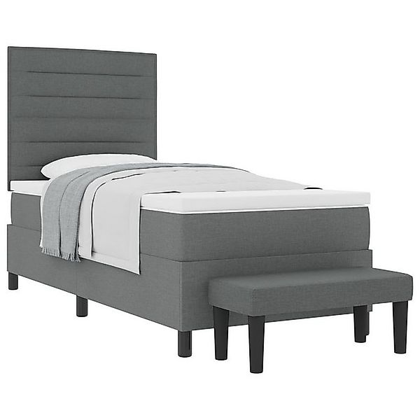 vidaXL Bett Boxspringbett mit Matratze & Bank dunkelgrau 90x190 cm Stoff (2 günstig online kaufen