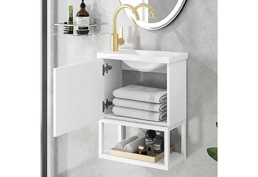 LIFEISLE Waschbeckenschrank 40 cm, Waschtischunterschrank hängend weiß und günstig online kaufen