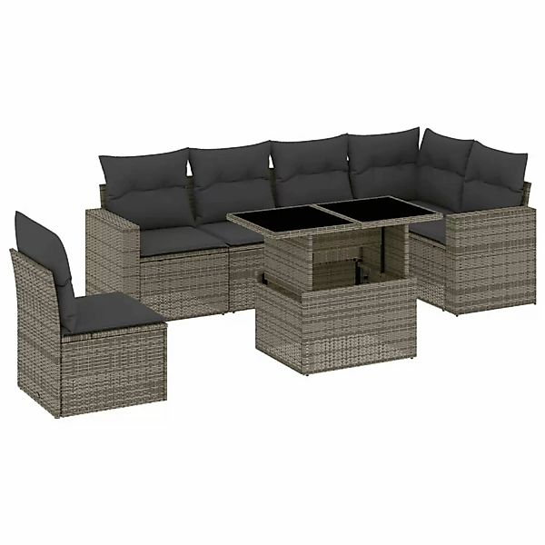 vidaXL 7-tlg Garten-Sofagarnitur mit Kissen Grau Poly Rattan Modell 171 günstig online kaufen