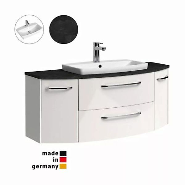 Lomadox Badezimmer Waschtisch abgerundet SEVILLA-66 in weiß Hochglanz mit K günstig online kaufen