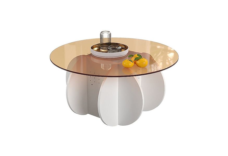 radelldar Couchtisch, Beistelltisch für Wohnzimmer Rund glas Ø 80 x 41cm günstig online kaufen