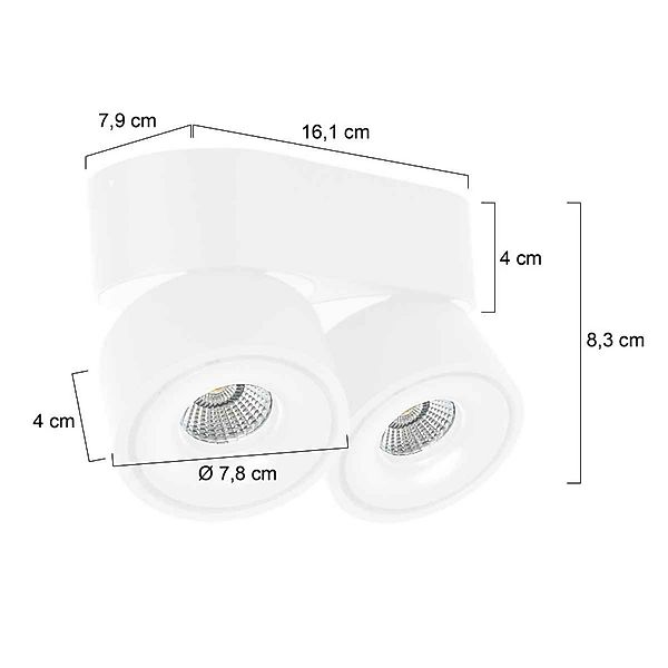 LED-Deckenstrahler Fez, weiß, 2-fl., Metall, schwenkbar günstig online kaufen